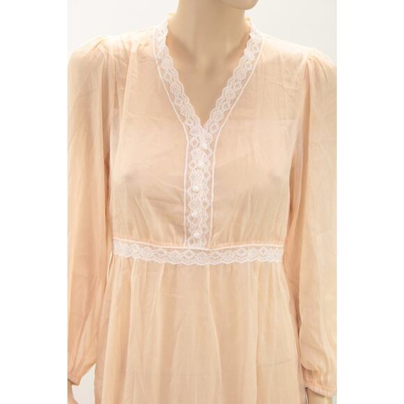 Dazy Retro Midi Prairie Dress Medium Sheer Chiffon Peach Cottagecore Romantic - Picture 6 of 11